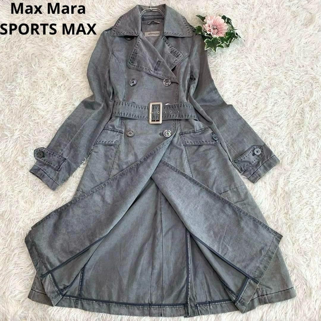 Max Mara SPORTMAX Trench Coat Asian fit XL 42 US size L Gray Authentic