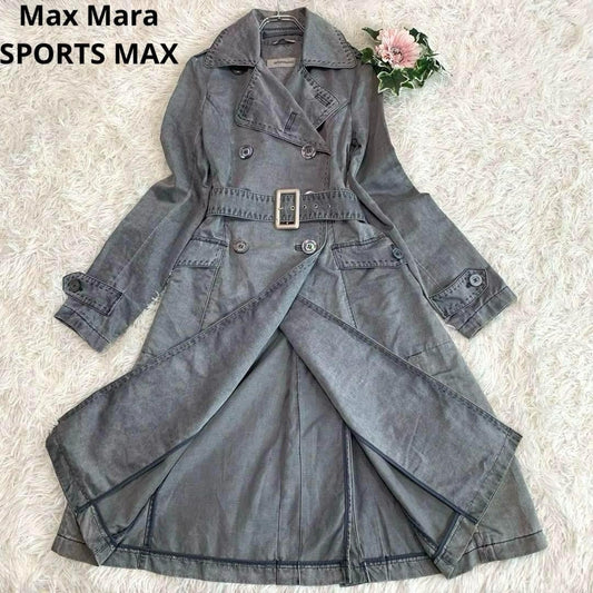 Max Mara SPORTMAX Trench Coat Asian fit XL 42 US size L Gray Authentic