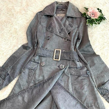 Max Mara SPORTMAX Trench Coat Asian fit XL 42 US size L Gray Authentic