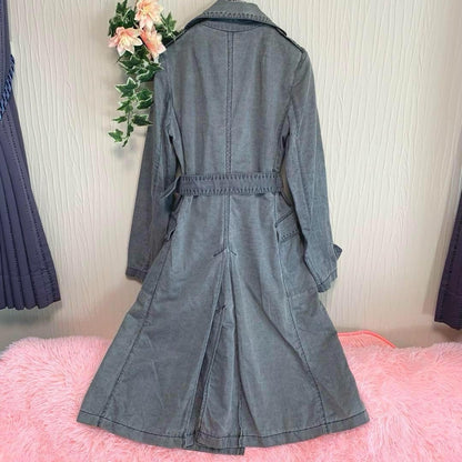 Max Mara SPORTMAX Trench Coat Asian fit XL 42 US size L Gray Authentic