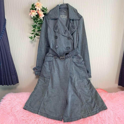Max Mara SPORTMAX Trench Coat Asian fit XL 42 US size L Gray Authentic