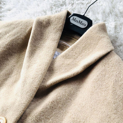 Max Mara Long Coat Asian fit XL 42 US size L Beige Authentic