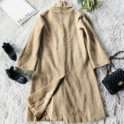 Max Mara Long Coat Asian fit XL 42 US size L Beige Authentic