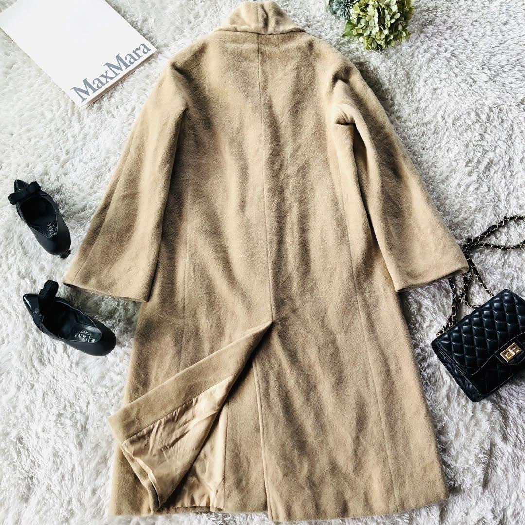 Max Mara Long Coat Asian fit XL 42 US size L Beige Authentic