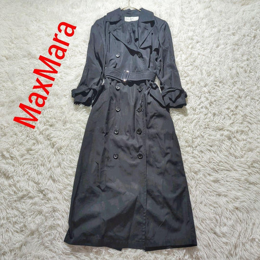 Max Mara Trench Coat Asian fit 2XL 44 US size XL Black Authentic