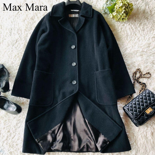 Max Mara Long Coat Asian fit L 40 US size M Black Authentic