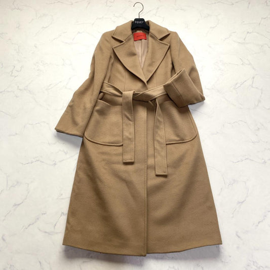 Max Mara Long Coat Asian fit M 38 US size S Camel Brown Wool Authentic