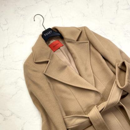 Max Mara Long Coat Asian fit M 38 US size S Camel Brown Wool Authentic