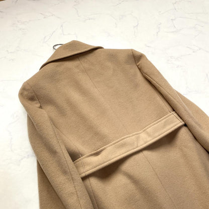 Max Mara Long Coat Asian fit M 38 US size S Camel Brown Wool Authentic