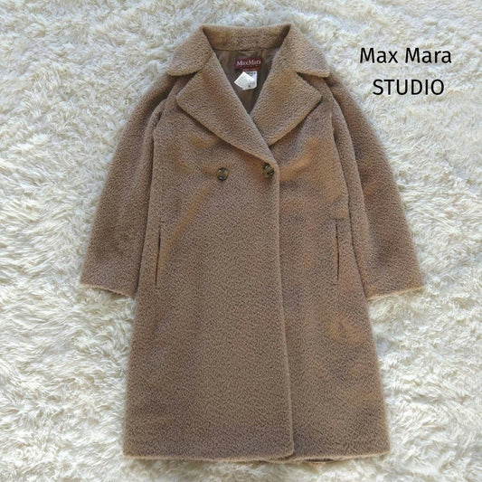 Max Mara Studio Long Coat Asian fit M 38 US size S Camel Authentic