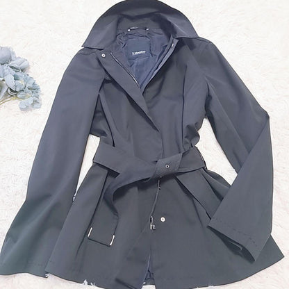 S Max Mara Short Trench Rain Coat Asian fit XL US size L Black Authentic