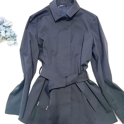 S Max Mara Short Trench Rain Coat Asian fit XL US size L Black Authentic