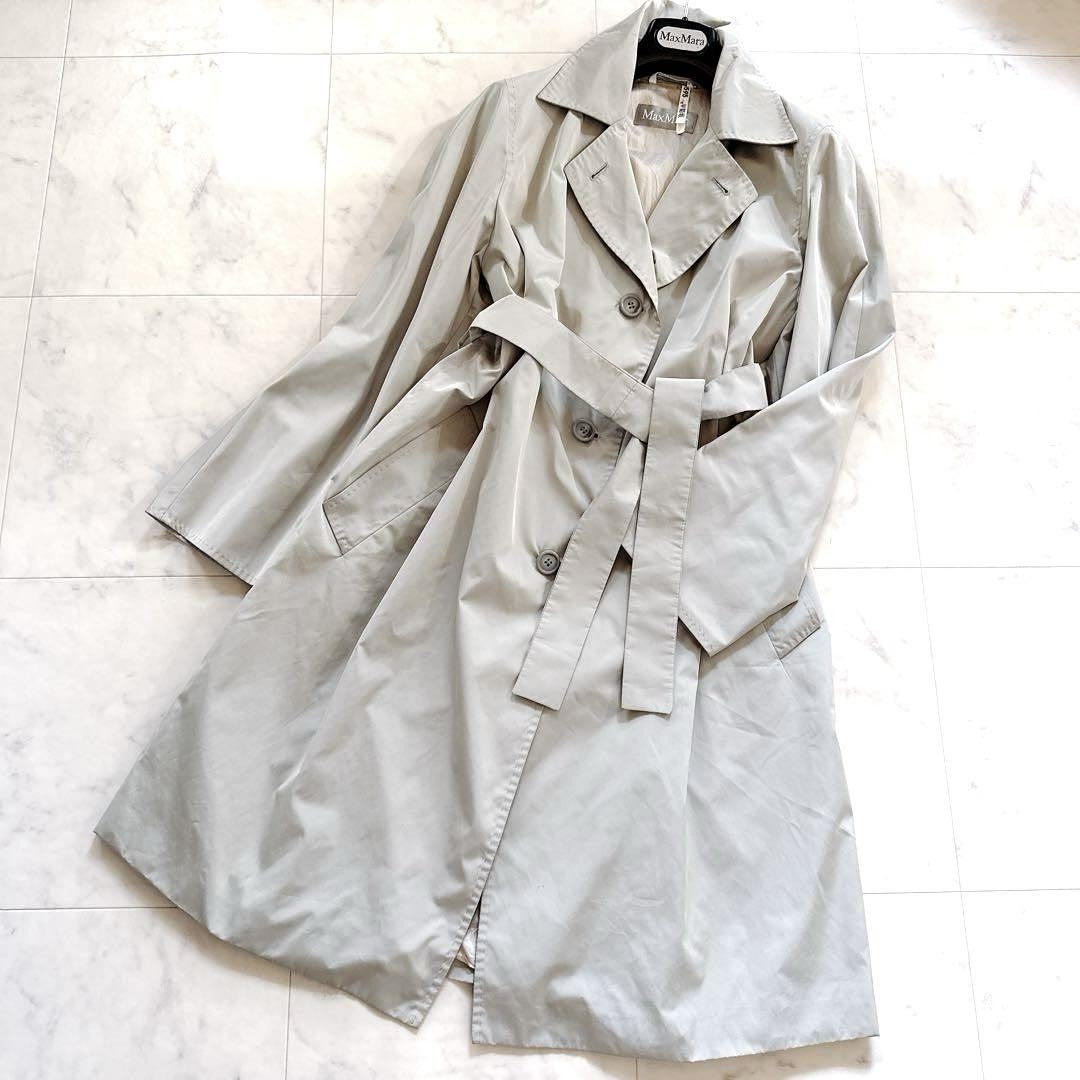 Max Mara Trench Coat Asian fit XL 42 US size L Light Gray Authentic