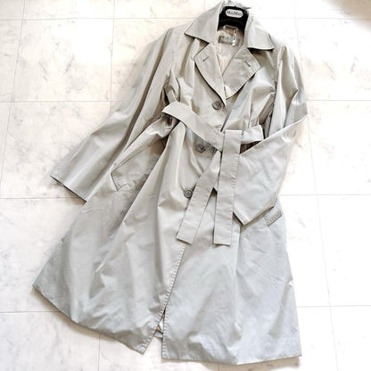 Max Mara Trench Coat Asian fit XL 42 US size L Light Gray Authentic