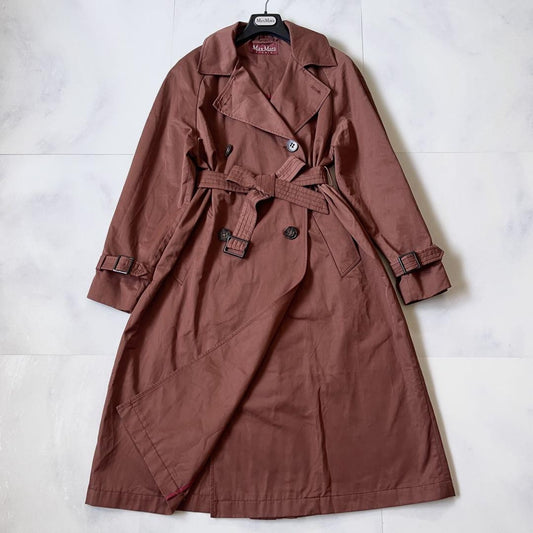 Max Mara Studio Trench Coat Asian fit M 38 US size S Brown Authentic