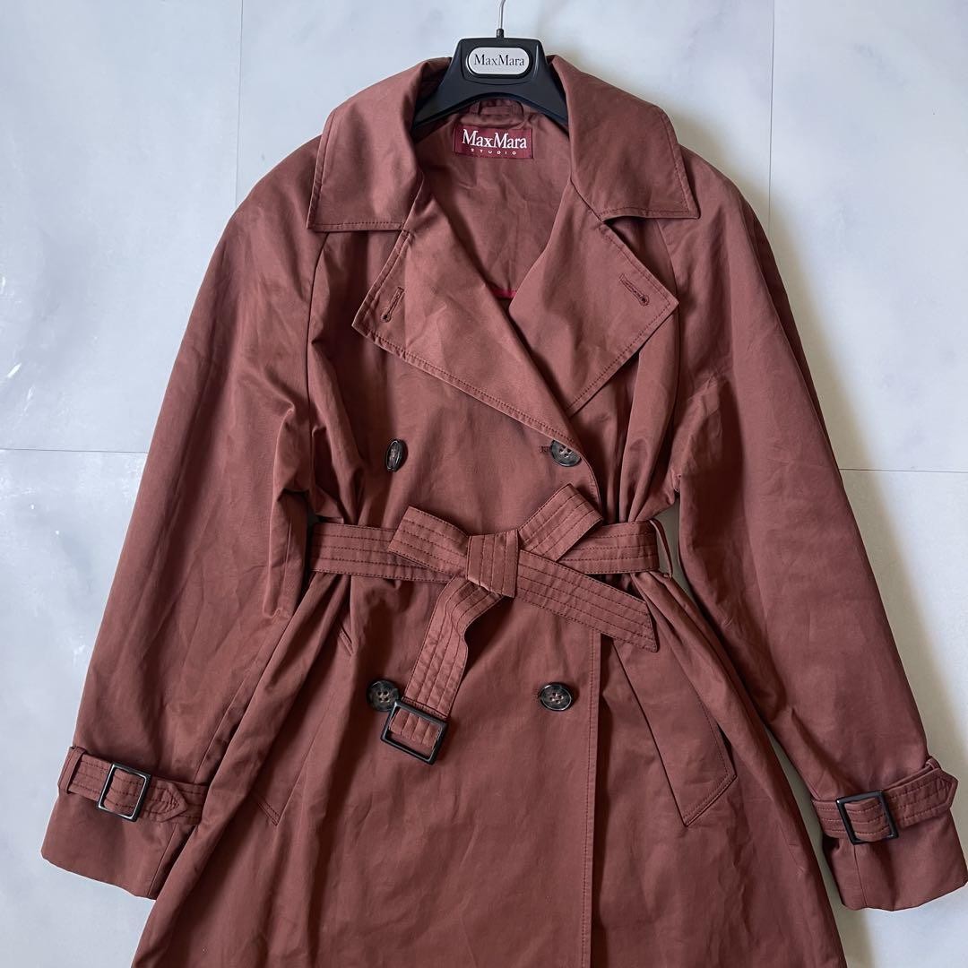 Max Mara Studio Trench Coat Asian fit M 38 US size S Brown Authentic