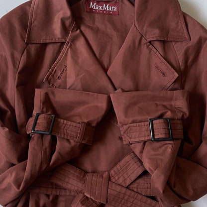 Max Mara Studio Trench Coat Asian fit M 38 US size S Brown Authentic