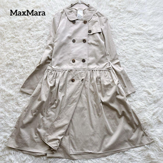 S Max Mara Trench Coat Asian fit L 40 US size M Beige Authentic