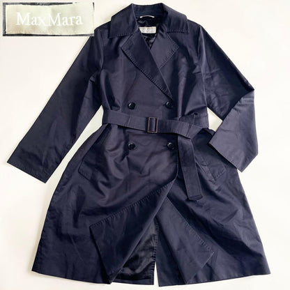 Max Mara Trench Coat Asian fit M 38 US size S Navy Authentic