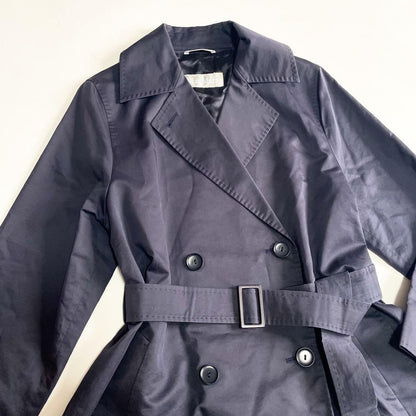 Max Mara Trench Coat Asian fit M 38 US size S Navy Authentic