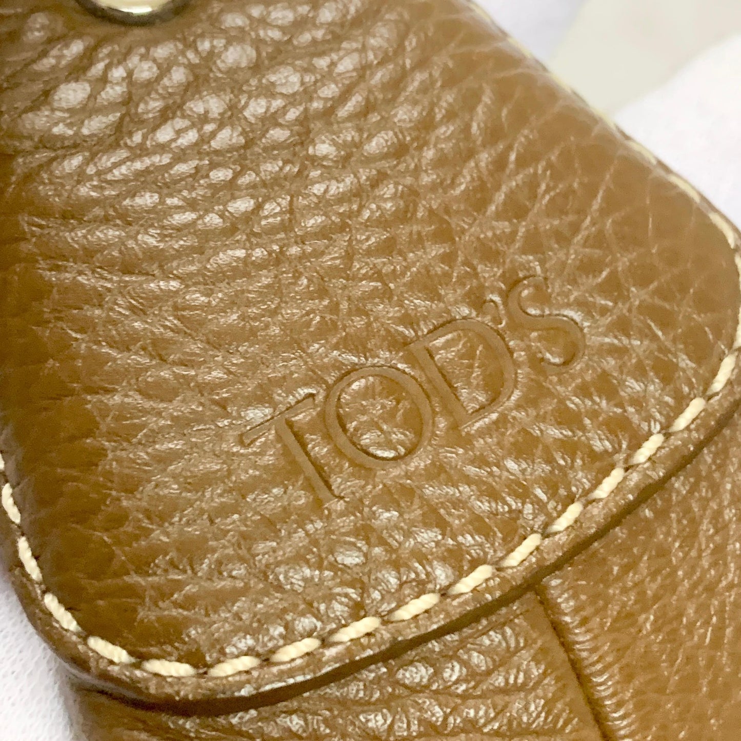 TOD'S Bag Logo Hand Tote Purse Leather Brown Silver Used Women's Authentic