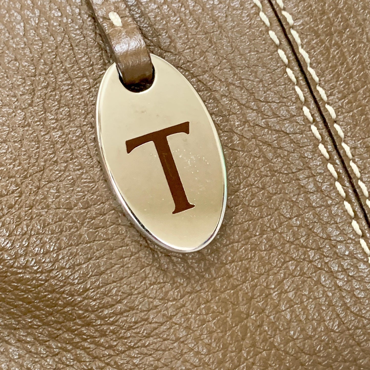 TOD'S Bag Logo Hand Tote Purse Leather Brown Silver Used Women's Authentic