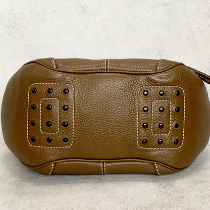 TOD'S Bag Logo Hand Tote Purse Leather Brown Silver Used Women's Authentic