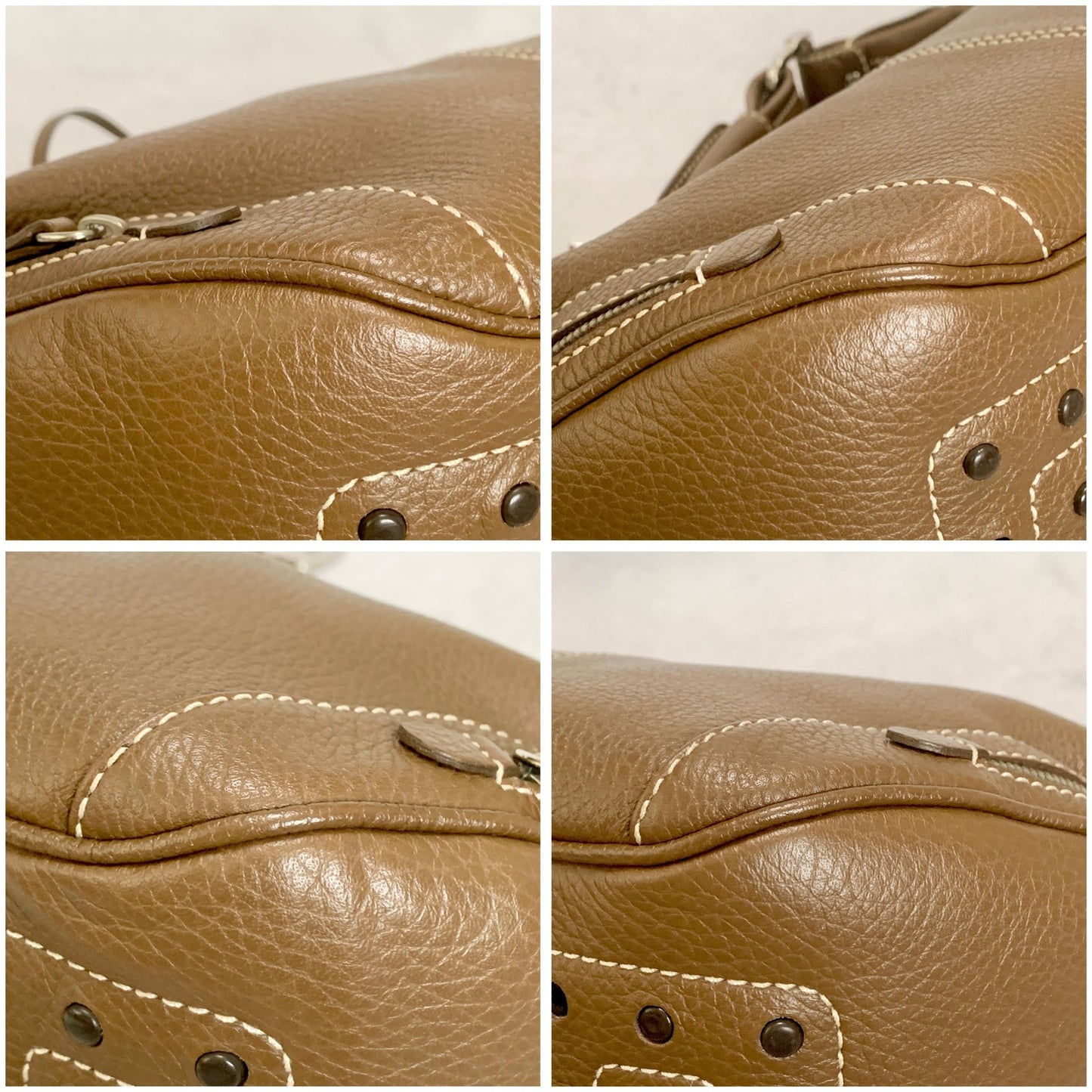 TOD'S Bag Logo Hand Tote Purse Leather Brown Silver Used Women's Authentic