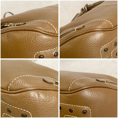 TOD'S Bag Logo Hand Tote Purse Leather Brown Silver Used Women's Authentic