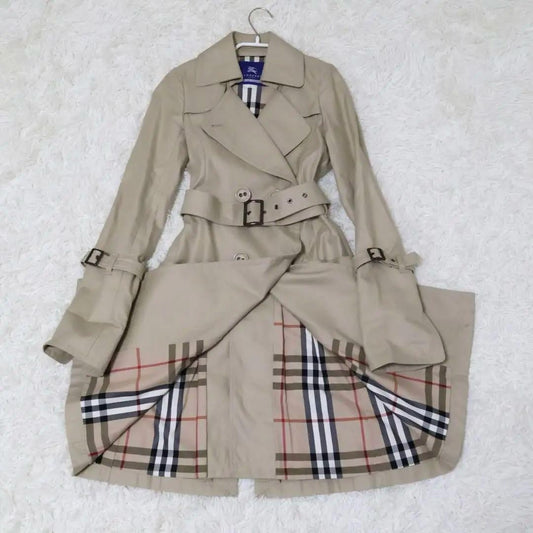 BURBERRY BLUE LABEL Coat Nova Check Asian fit S US size XS Beige Authentic