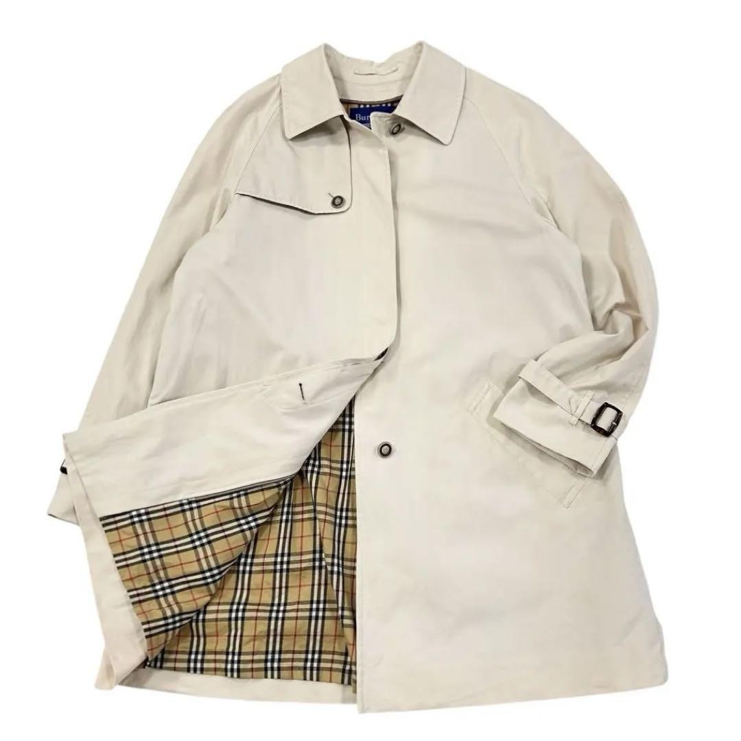 BURBERRY BLUE LABEL Chester Coat Nova Check Asian fit M 38 US size S Beige Auth