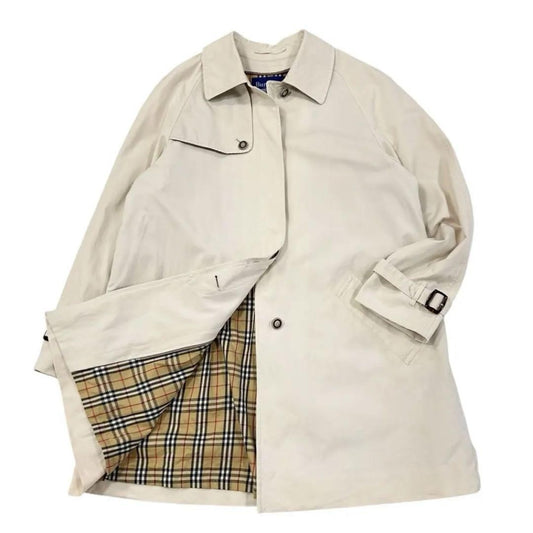 BURBERRY BLUE LABEL Chester Coat Nova Check Asian fit M 38 US size S Beige Auth