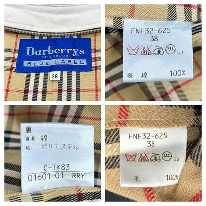 BURBERRY BLUE LABEL Chester Coat Nova Check Asian fit M 38 US size S Beige Auth