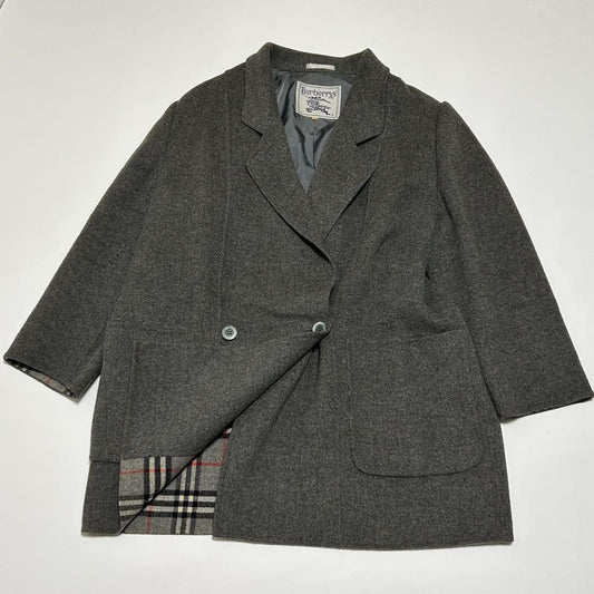 BURBERRY Double-faced Coat Nova Check Asian fit 2XL US size XL Gray Authentic