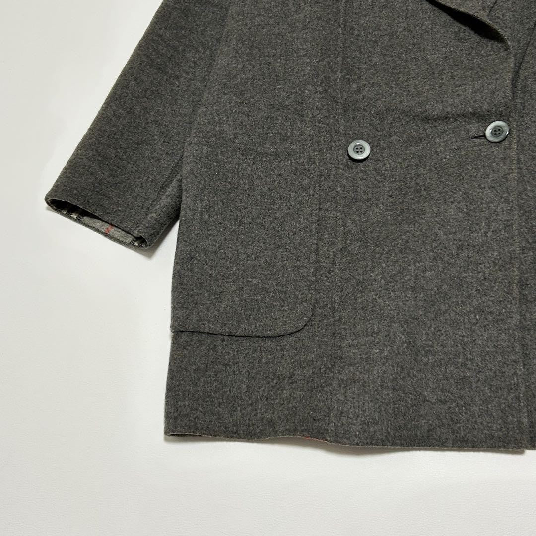 BURBERRY Double-faced Coat Nova Check Asian fit 2XL US size XL Gray Authentic