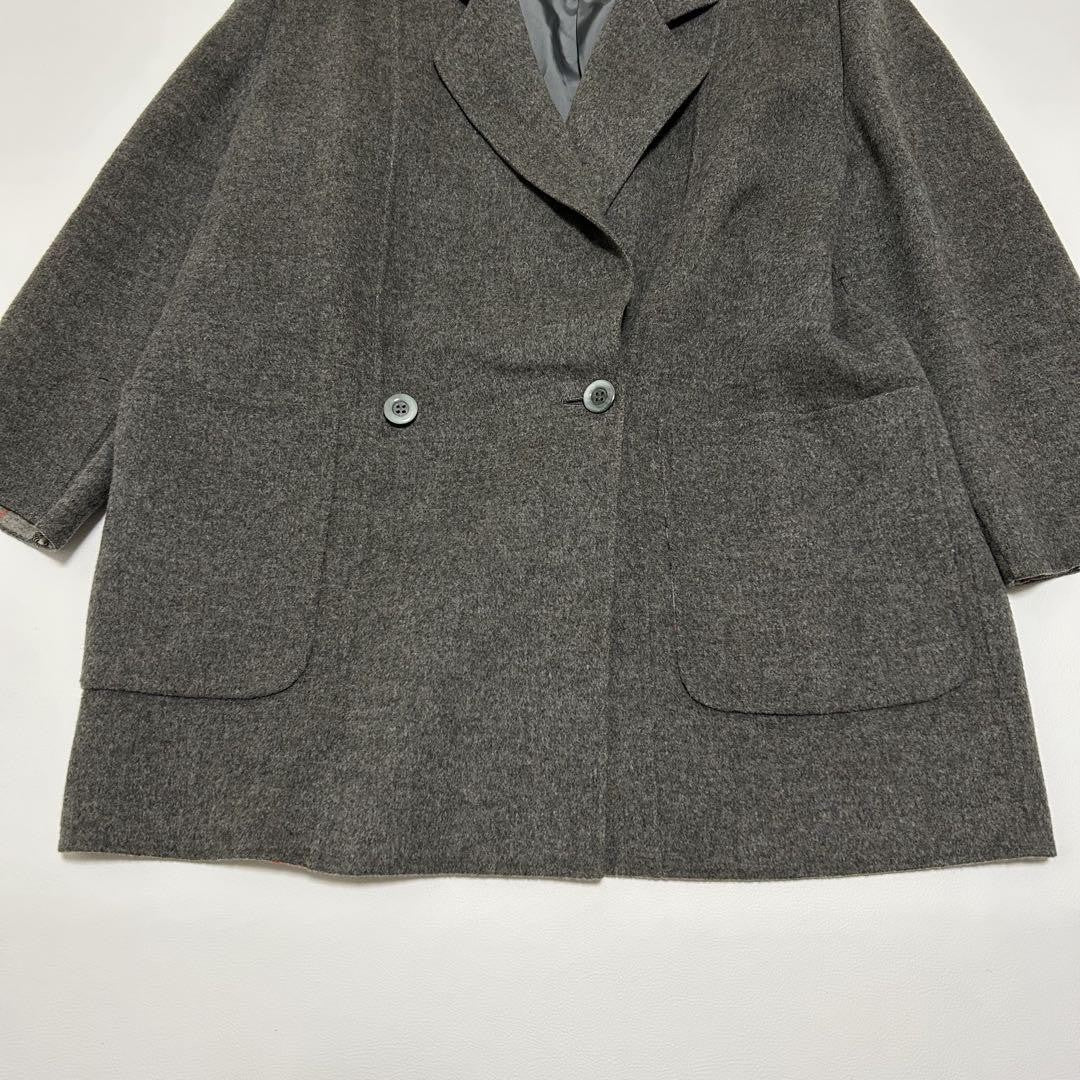 BURBERRY Double-faced Coat Nova Check Asian fit 2XL US size XL Gray Authentic