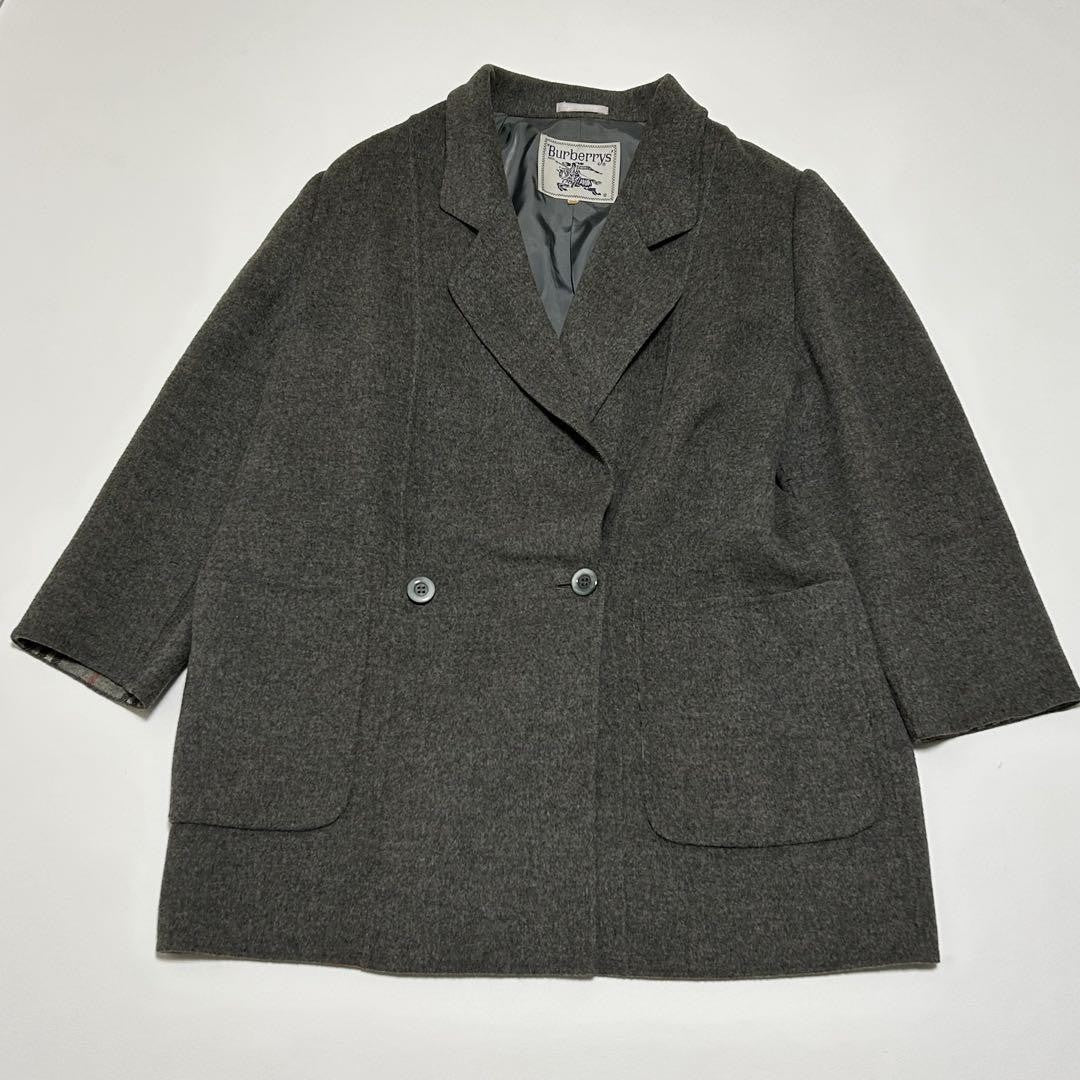 BURBERRY Double-faced Coat Nova Check Asian fit 2XL US size XL Gray Authentic