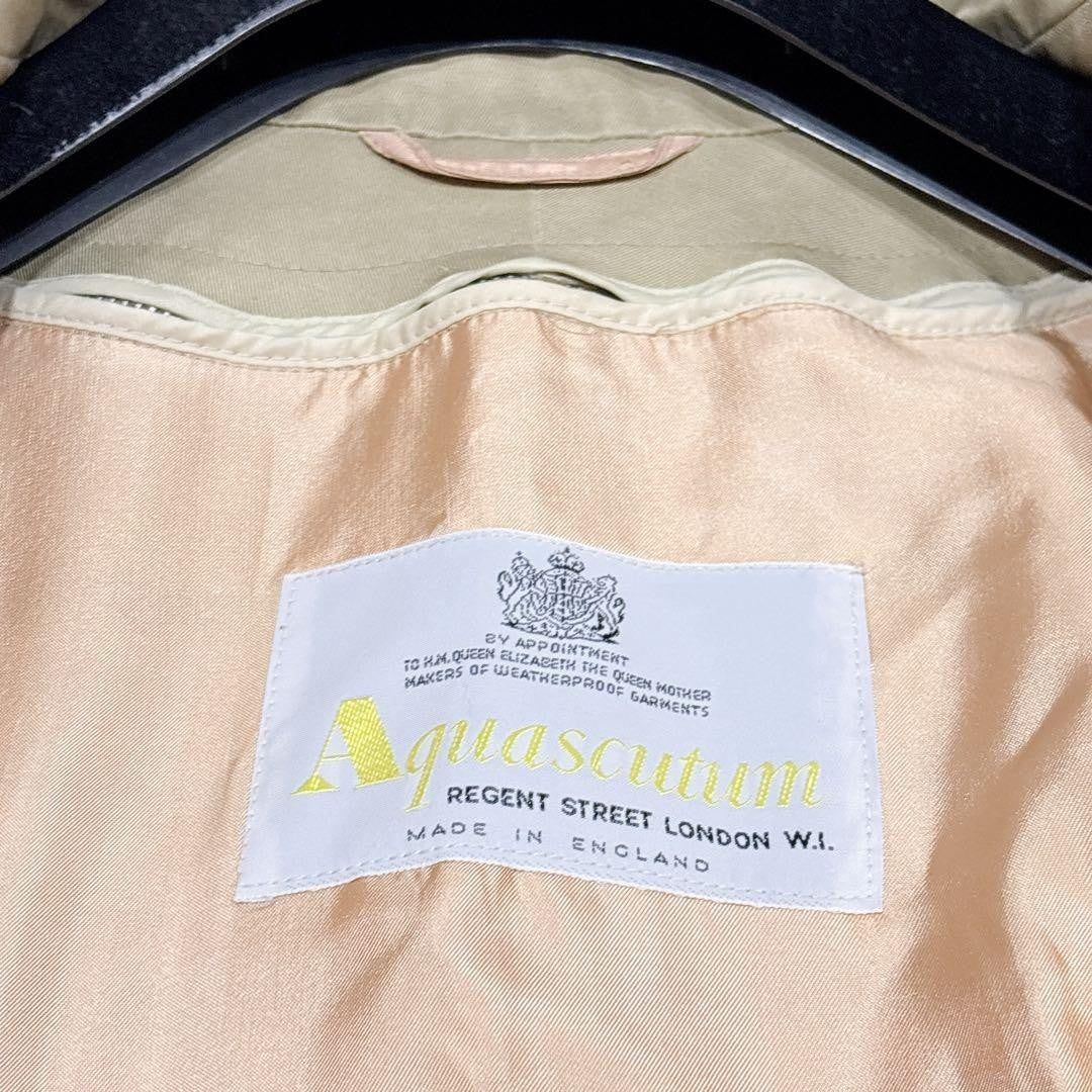 Aquascutum Trench Coat Club Check Asian fit S US size XS Khaki Authentic