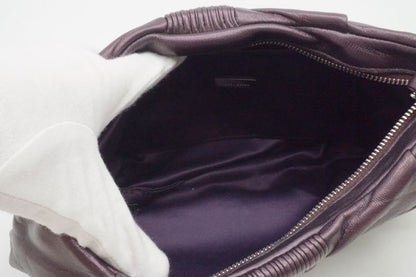 MIU MIU Hand Bag Tote Purse Logo Leather Purple Authentic