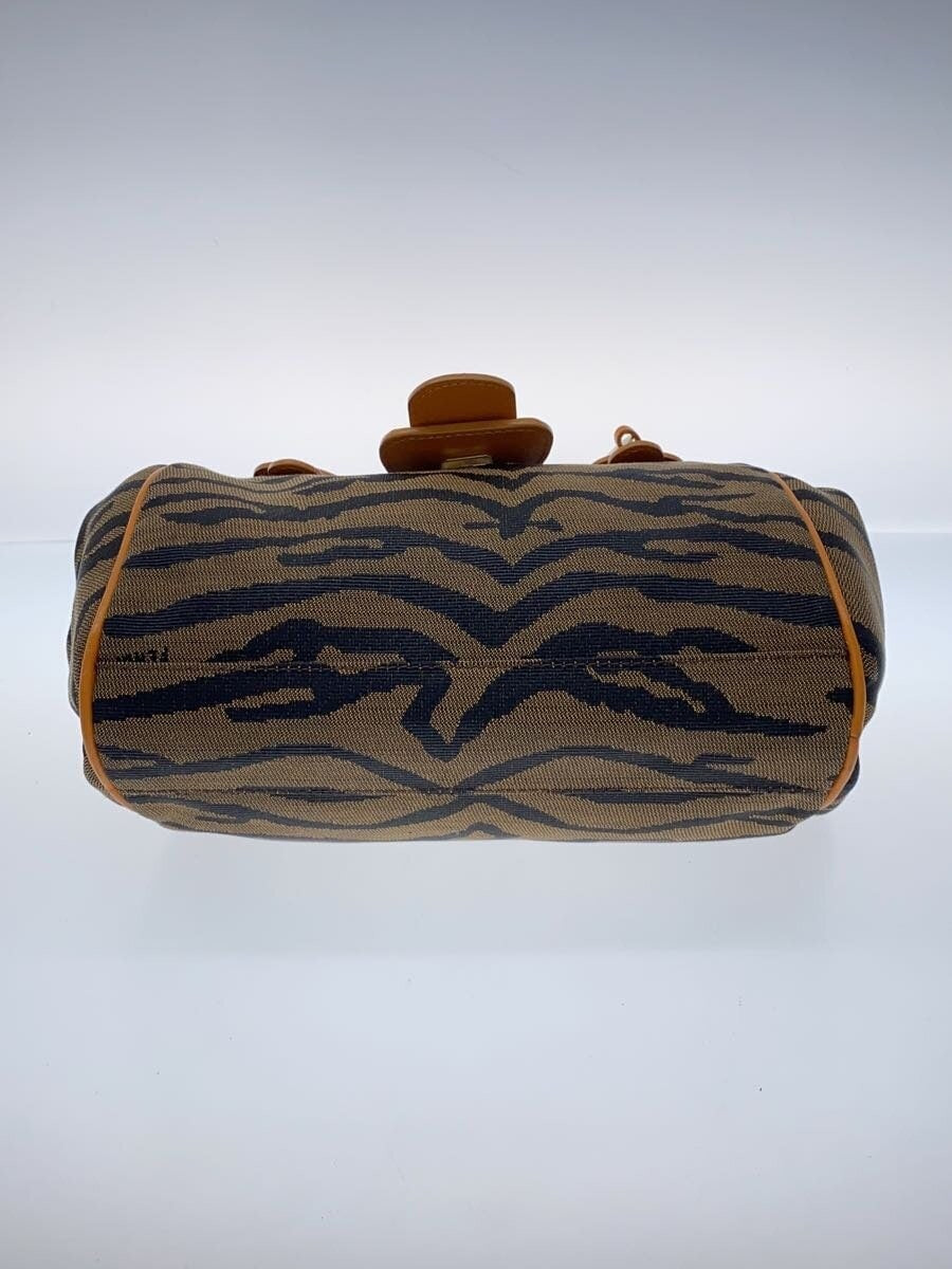 FENDI Mini Boston Hand Bag Tote Purse Animal Canvas Camel Authentic