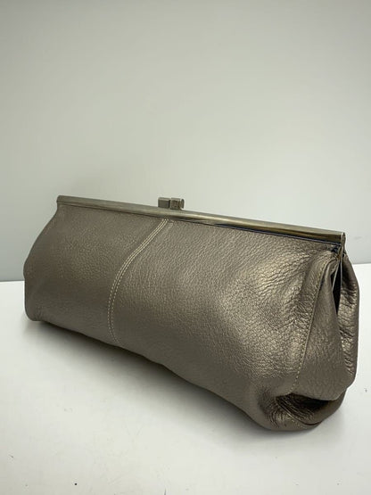 FENDI Accessory Pouch Hand Pouch Leather Gray Authentic