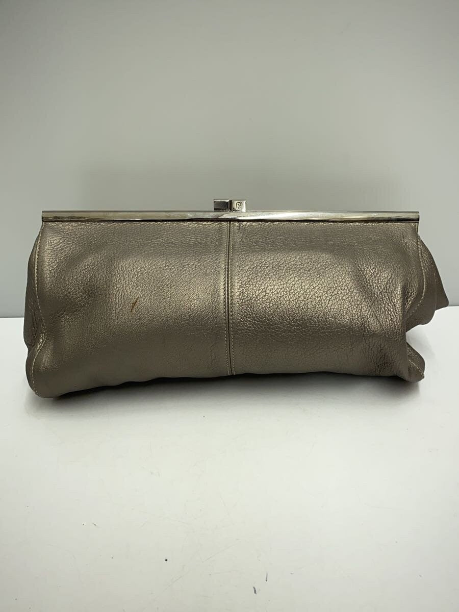 FENDI Accessory Pouch Hand Pouch Leather Gray Authentic