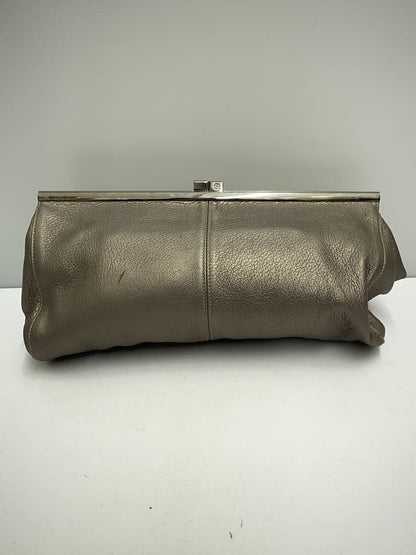 FENDI Accessory Pouch Hand Pouch Leather Gray Authentic