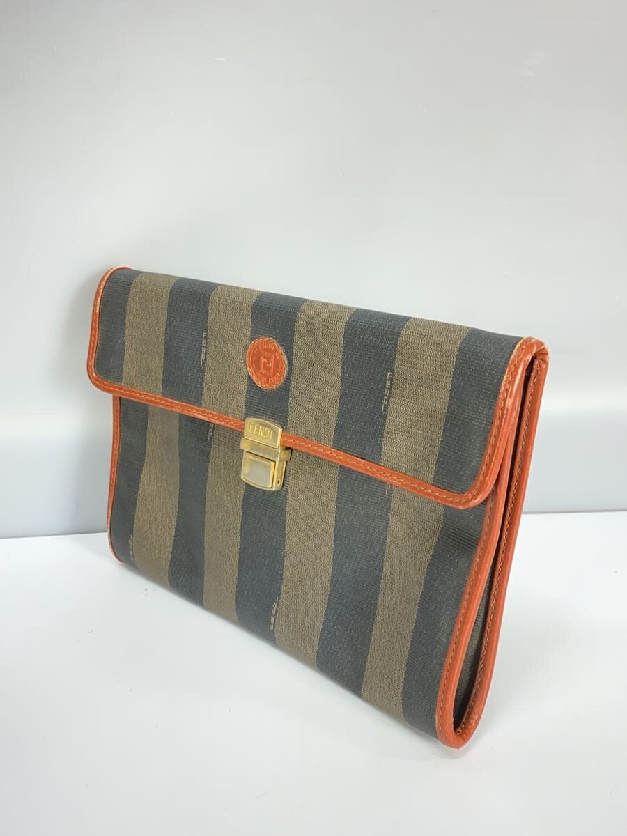 FENDI Clutch Bag Second Bag FF Pecan Canvas Authentic