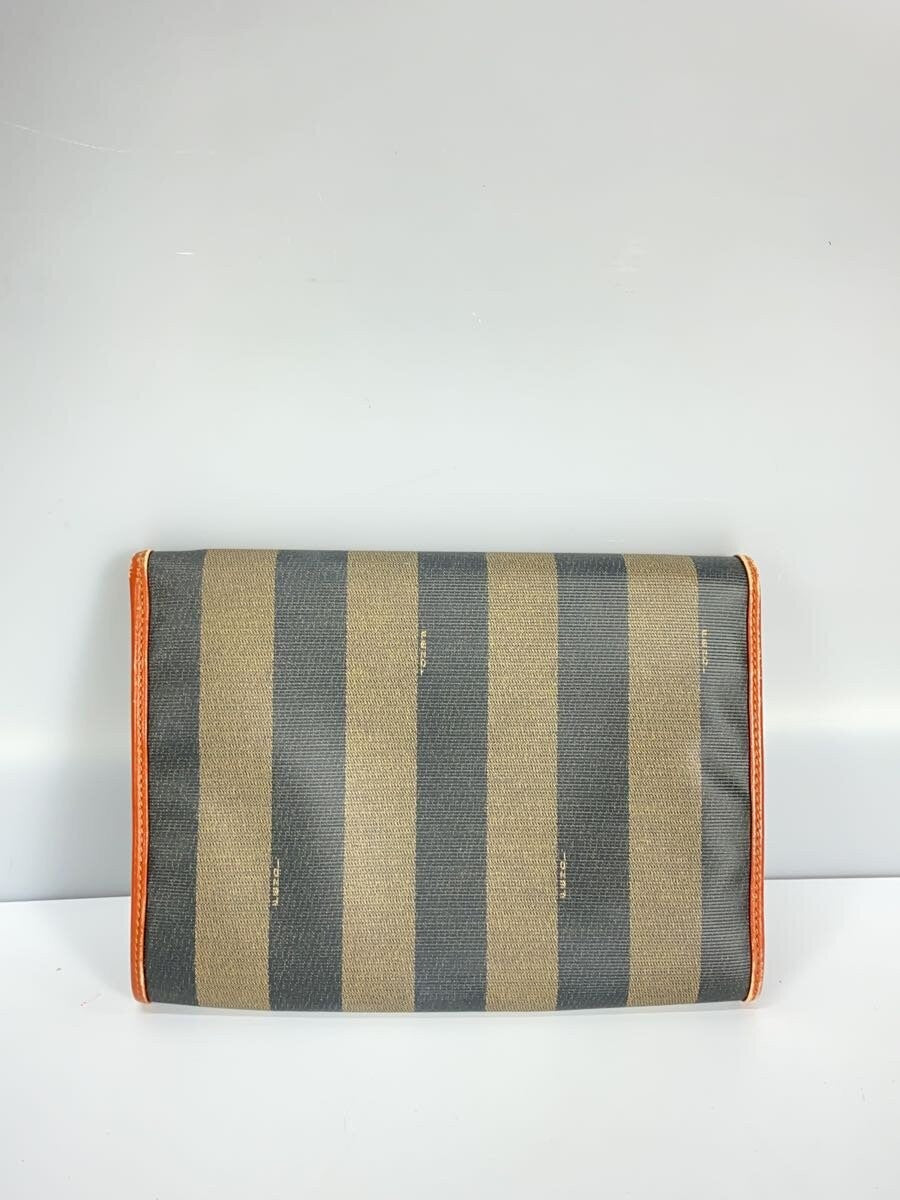 FENDI Clutch Bag Second Bag FF Pecan Canvas Authentic