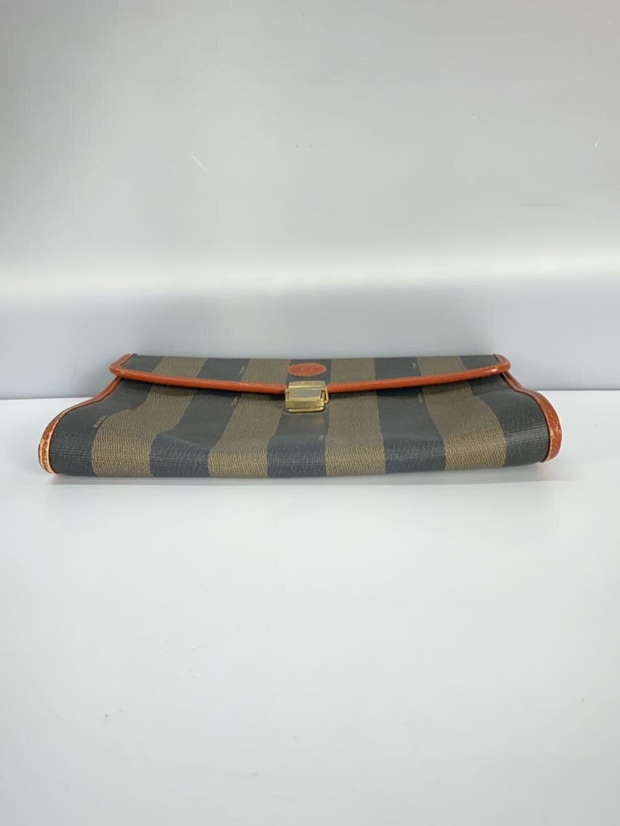 FENDI Clutch Bag Second Bag FF Pecan Canvas Authentic