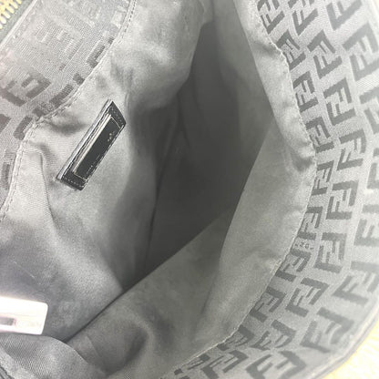 FENDI Hand Bag Tote Purse FF Zucchino Canvas Cotton Black Authentic