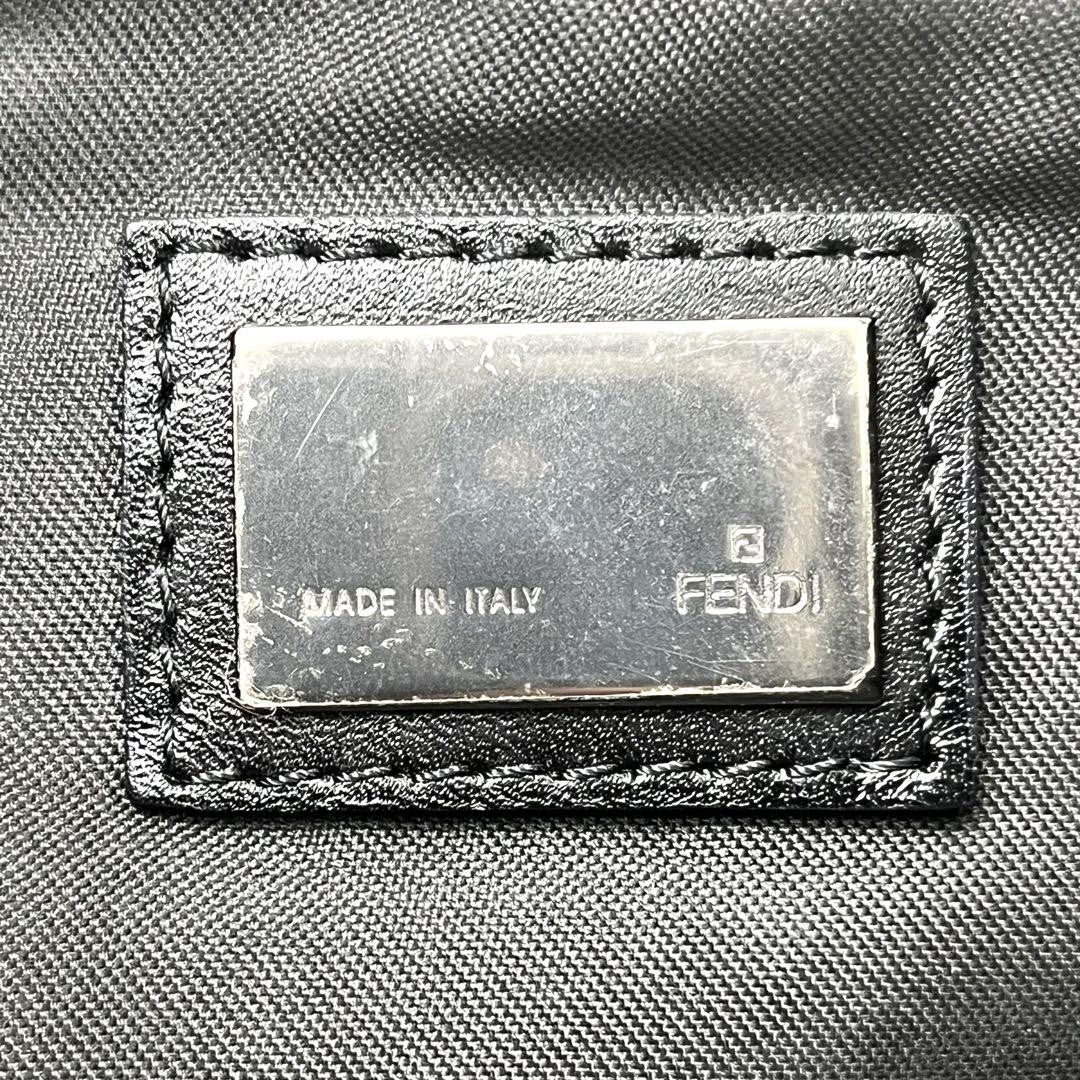 FENDI Hand Bag Tote Purse FF Zucchino Canvas Cotton Black Authentic