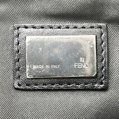FENDI Hand Bag Tote Purse FF Zucchino Canvas Cotton Black Authentic