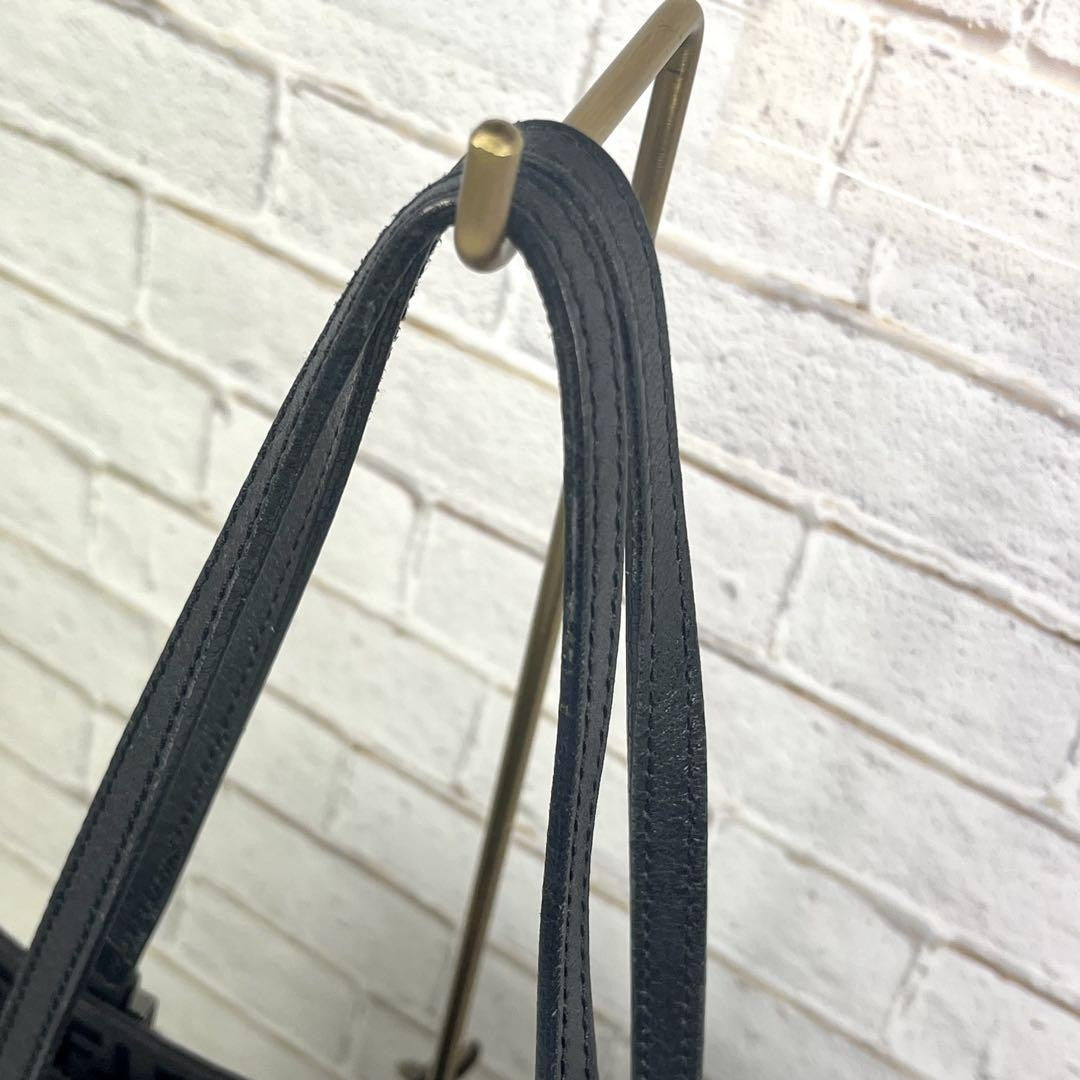 FENDI Hand Bag Tote Purse FF Zucchino Canvas Cotton Black Authentic
